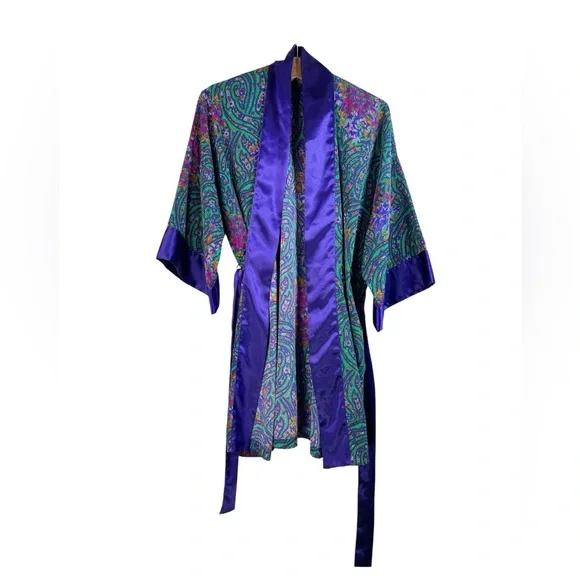 Vintage Victoria’s Secret Women’s Paisley Robe Gold Label Whimsical Fairy Floral - Picture 2 of 14